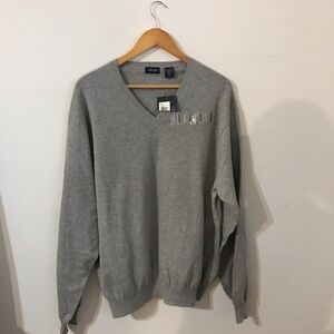 IZOD Gray V-Neck Cotton Longsleeve Sweater